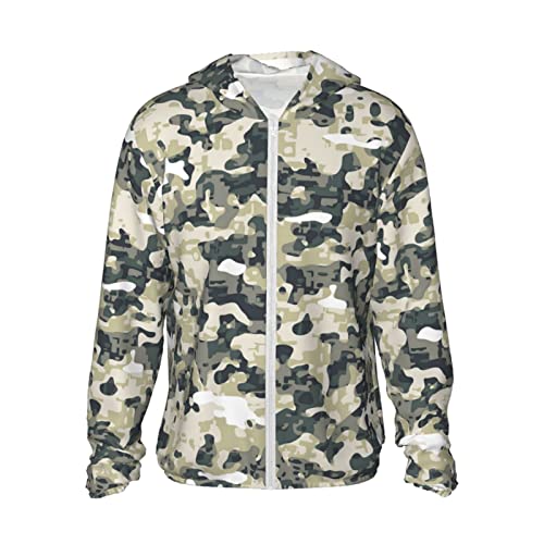 errtavt Camouflage Green Camo Sun Protection Hoodie Women's Long Sleeve Uv Shirts Jacket Jacket Hooded with Pockets for Hiking Outdoor Large