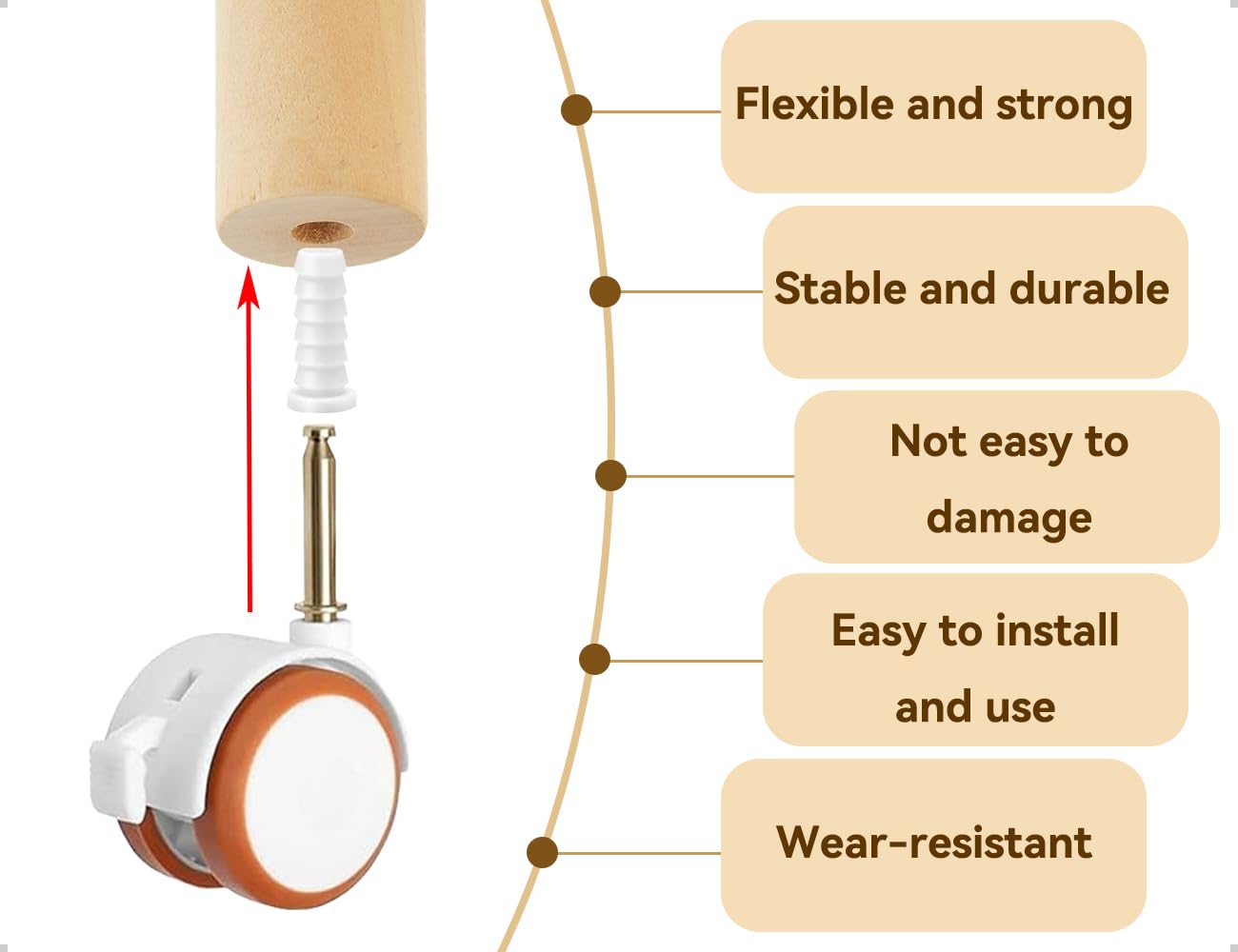 4 pièces de roulettes de direction pour meubles pour enfants, roulettes de lit bébé, roulettes de meubles avec stylo à manchon, utilisées pour les chariots de basse de lit bébé (blanc)