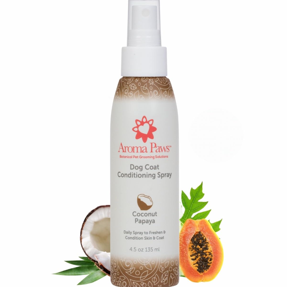 Dog Coat Conditioning Spray - Pet-Friendly Detangler Spray with Natural Essential Oils for Dogs - Daily Dog Spray to Eliminate Odors and Knots - Coconut Papaya 4.5 oz