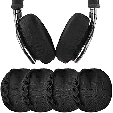 Geekria 2 Pairs Flex Fabric Headphones Ear Covers, Washable & Stretchable Sanitary Earcup Protectors for Over-Ear Headset Ear Pads, Sweat Cover for Gym, Gaming (Size M/Black) Cover