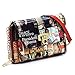 Amy & Joey Glossy Magazine Cover Collage Michelle Obama Printed Crossbody Wallet Clutch Bags with Flap and Zip Around Closure (Single Zip-Multi/Red)