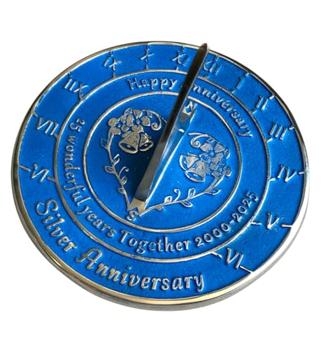 NauticalMart 25th Silver Anniversary Unique Marriage Present for Parents, Grandparents, Friends, Husband or Wife, Couples, Him & Her Wedding Anniversary Sundial Gift 2025 (25th Anniversary)