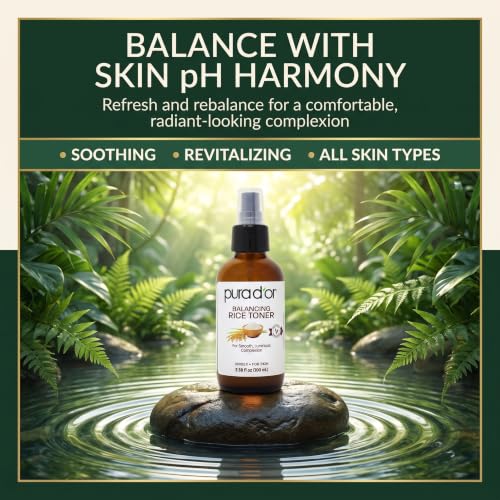 PURA D'OR 3.38 Oz Rice Water Balancing Facial Toner - Hydrating & Soothing Formula with Natural Extracts - Skin Texture Support for Radiant Skin - Alcohol-Free - Travel Size - image 5