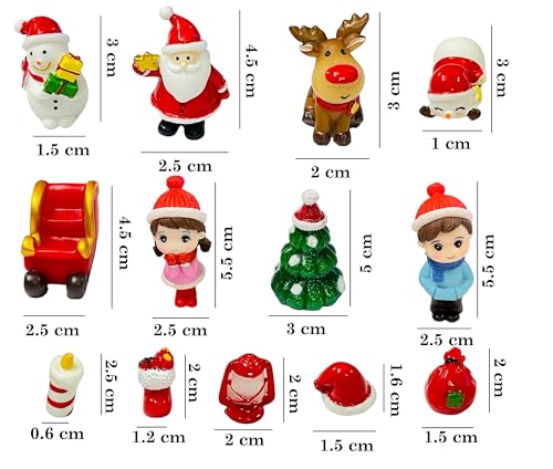Image of Moira 14 pcs Christmas Theme Miniature Decoration Items for Shops, Cake Toppers Plants, Terrariums, Doll Houses, Fairy Gardens
