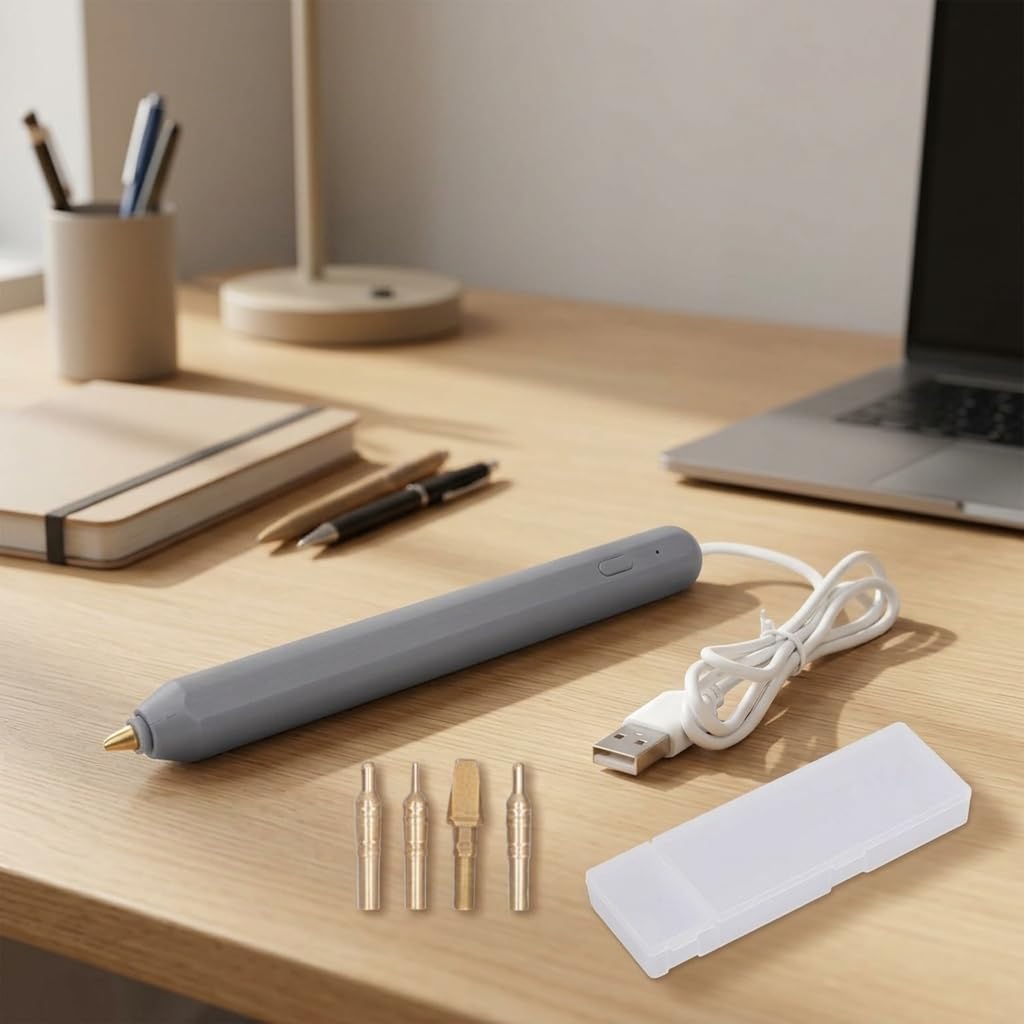 ANDRESLAD Heat Foil Pen Set USB Powered Crafting Tool with 4 Tips Storage