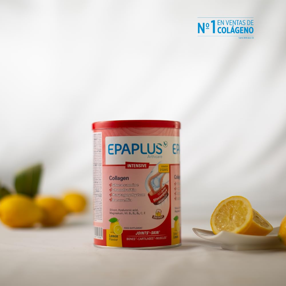 EPAPLUS Arthicare | Colágeno Antiox Intensive | Fórmula Intensiva con Colágeno, Glucosamina, Condroitina y Boswellia | Cuidado de Articulaciones, Huesos y Músculos | 21 Días | Sabor Limón