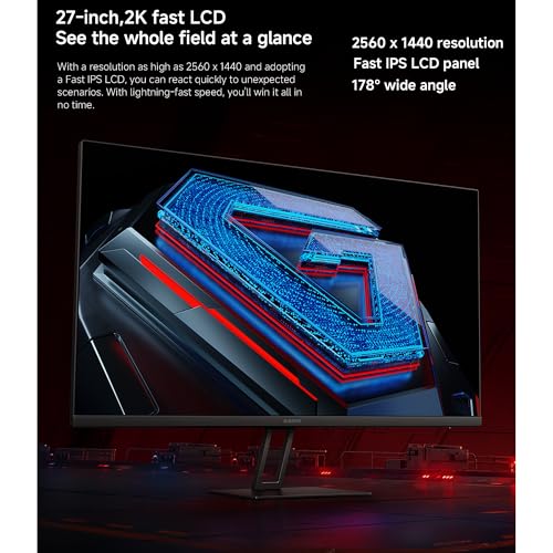 Image of Xiaomi 2K Gaming Monitor G27Qi, QHD 2560x1440, Fast IPS, 180Hz 1ms, AMD Freesync, 100% sRGB, 178 Viewing Angle, 2x HDMI2.0 DP 1.4x2, Black