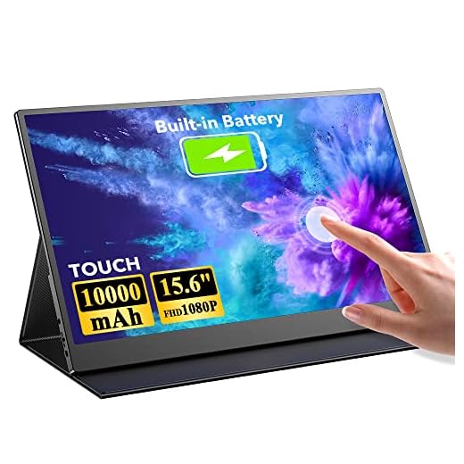 OCEROLL 15.6" Portable Monitor Touchscreen, Built-in 10000mAh Battery 1080P External Computer Display Ultra Slim Travel Second Monitor for Laptop PC MacBook Phone PS4/5 Switch Xbox, USB Type-C HDMI