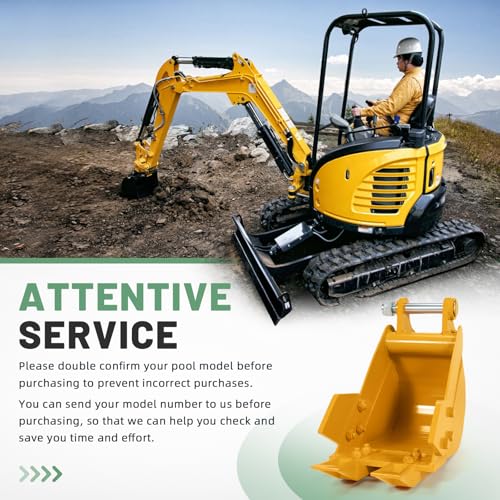 Image of 200mm /7.9'' Mini Excavator Bucket, Yellow Narrow Trench Bucket, Fit for Below 3 Tons Mini Excavator Attachment w /Pins*2#Replace Small Digger Micro Excavator Trenching Backhoe