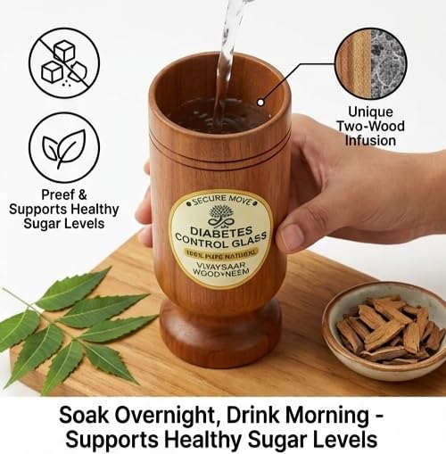 Image of Vijaysar Wood Glass for Diabetes Control Neem Wood Glass &Tumbler for Sugar Balance Ayurvedic Vijaysar Glass for Drinking Overnight Soaked Water Handcrafted Neem Glass for Weight Loss