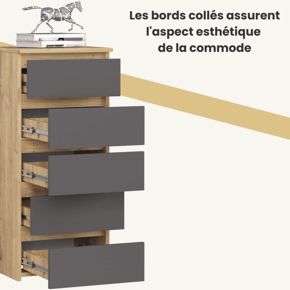 AKORD | Commode | Tiroirs | Tiroirs roulants | Fonctionnel | Idéal en Set | Robuste | Design Universe l Chêne ArtisanalChêne Artisan & Façade Gris Graphite