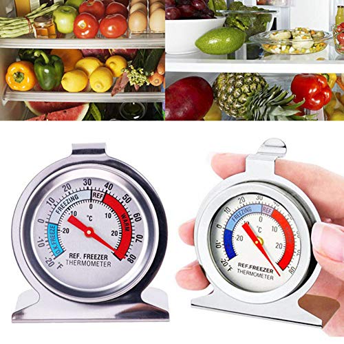 Fridge Thermometer Refrigerator Thermometer,INRIGOROUS 4Pcs Stainless Steel Dial Fridge/Freezer Thermometer with Hanging Hook and Retractable Stand - Image 4