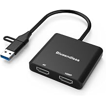 USB 3.0 to Dual HDMI Adapter, USB to 2 HDMI Multiple Monitor 4K 1080P 60HZ Full HD Audio Video Graphics Converter Cable Laptop Splitter Extended Display Dual Screens Desktop for Windows Mac OS