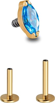 FINE4U 1PC Tragus Conch Helix Flat Labret Piercing Jewelry 16G 6mm 8mm - ASTM F136 Titanium Cartilage Earring Flatback Stud, Implant Grade Internally Threaded Hypoallergenic Body Jewelry Clear CZ
