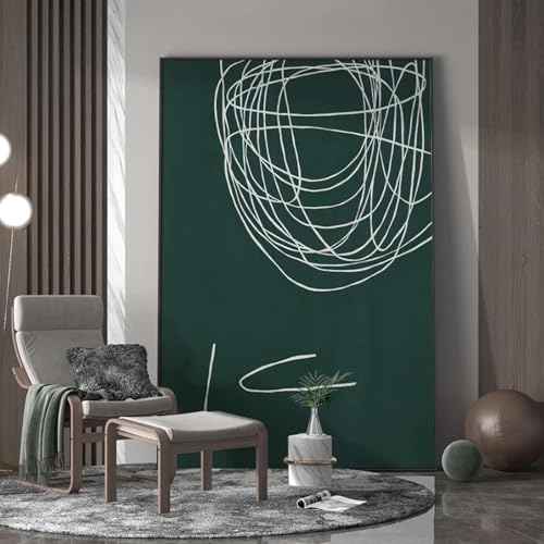 Peinture peinte sur toile artistique minimaliste vert foncé