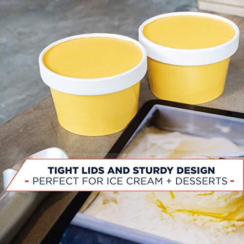 Glowcoast Ice Cream Containers With Lids - 6 oz (Mini Pint, 30 set) Ice Cream Storage Container for Homemade Icecream. Freezer-Safe Tub with Lid Protect Frozen Desserts like Yoghurt (Butterscotch, 30)