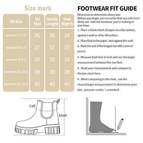 image for AMOJI Women Chelsea Rain Boots Women Rubber Boots Short Ankle Platform