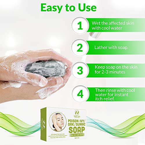 Image of Poison Ivy Soap Bar - All Natural Poison Ivy Relief - Anti-Itch Skin Cleanser Bar for Poison Ivy, Poison Oak & Sumac - Removes Oils, Soothes & Relieves Rashes - 4 oz Bar Made in USA