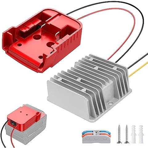 DC Power Aadpter for Milwaukee M18 Battery 18V to 12V Step Down Voltage Converter 15A MAX 180W Inverter Automatic Buck Converter DC Voltage Regulator with Upgraded Low Voltage Protection and Switch Cover