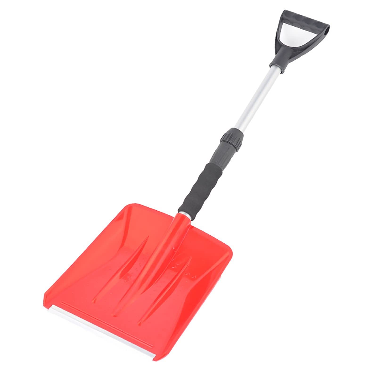 Pala de Nieve retráctil para jardín, Pala de Nieve de aleación de Aluminio, Pala de Nieve con empuñadura en D, ordenar el Patio, jardín, jardinería al Aire Libre (Color: Rojo)