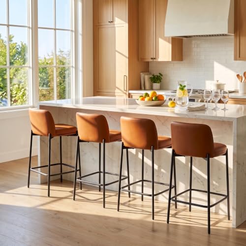 Image of 26 Inch Counter Height Bar Stools Set of 3, Modern Barstools, Brown