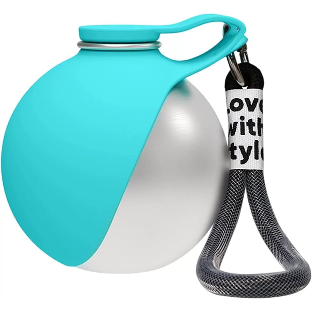 Hndhbfgrt Pet Water Bottle 285ml Stainless Steel Dog Water Dispenser for Walking Hiking Foldable Bowls Blue