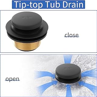 Matte Black Bathtub Drain Tip-Toe Tub Trim Set with Two-Hole Overflow Faceplate Bathroom Tub Drains Replacement Conversion Tub Drain Kit Assembly with Universal Fine & Coarse Thread