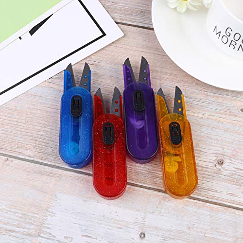 HEALLILY 4 Pcs Mini Caixa de Armazenamento Tesoura DobrÃ¡vel V-Tipo PortÃ¡til Cortador de Papel Cisa