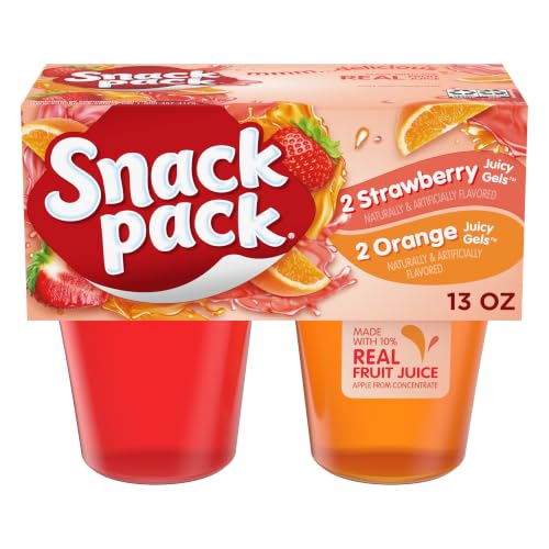 Snack Pack Strawberry and Orange Flavored Juicy Gels Cups, 3.25 oz., 4-Count