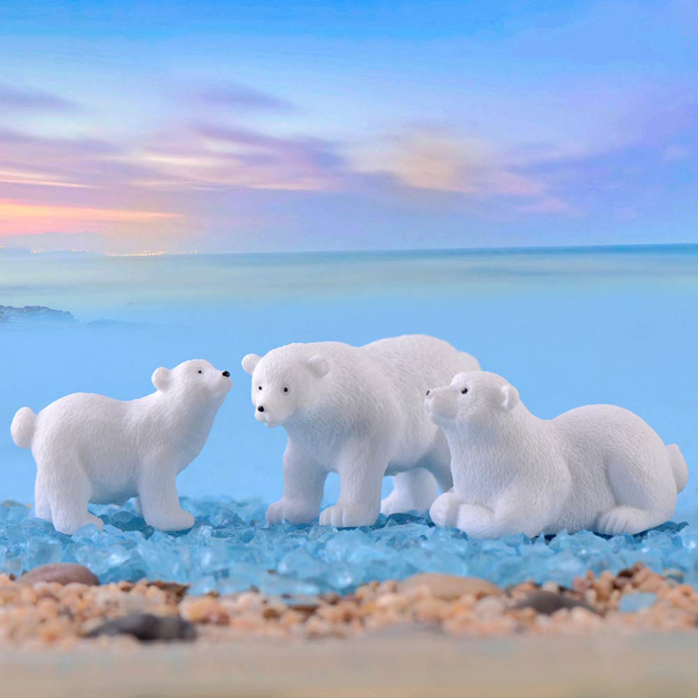 pittospwer 2Pcs Cute Polar Bear Landscape Miniature Bonsai Ornament Decoration Table Gift One size Random Style