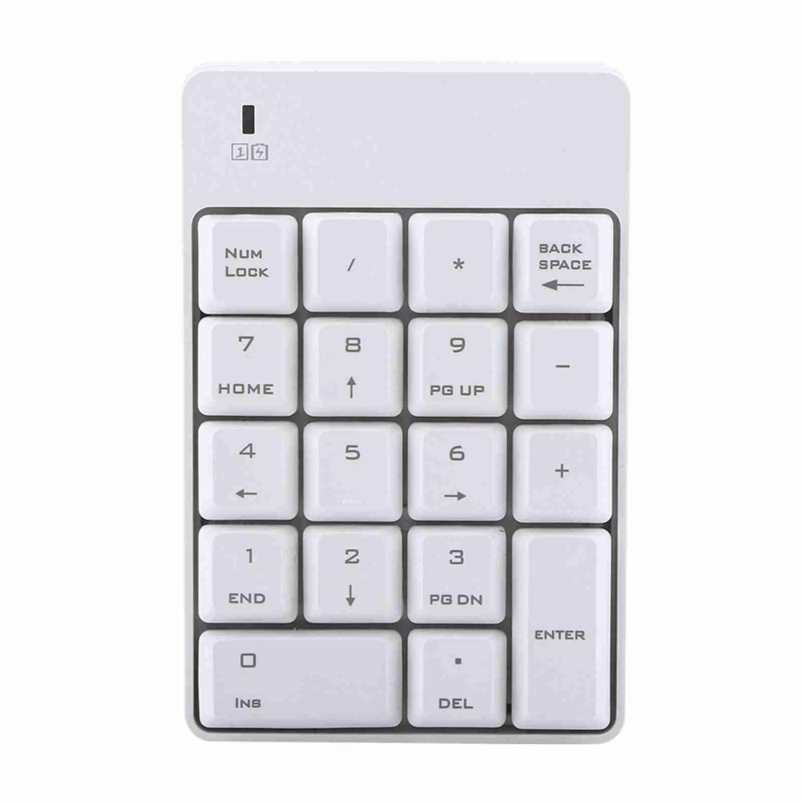 Topiky Teclado numérico USB, 2.4 GHz Teclado numérico inalámbrico USB Numpad Número 18 Teclas para PC portátil, Blanco(Blanco)
