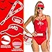 Dreamtop 5 Pcs Guard Costume Set - Guard Fanny Pack, Guard Hat, Red Whistle with Lanyard, Sunglasses and Silicone Wristband for Women Men Poor Halloween Party and Beach Dress Up