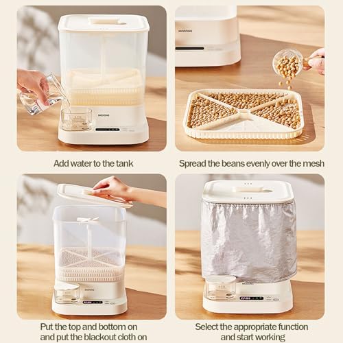 Machine à Germe de Haricot Automatique, bac à gerting Automatique Intelligent à 3 Couches avec réservoir d'eau de 1,5 L