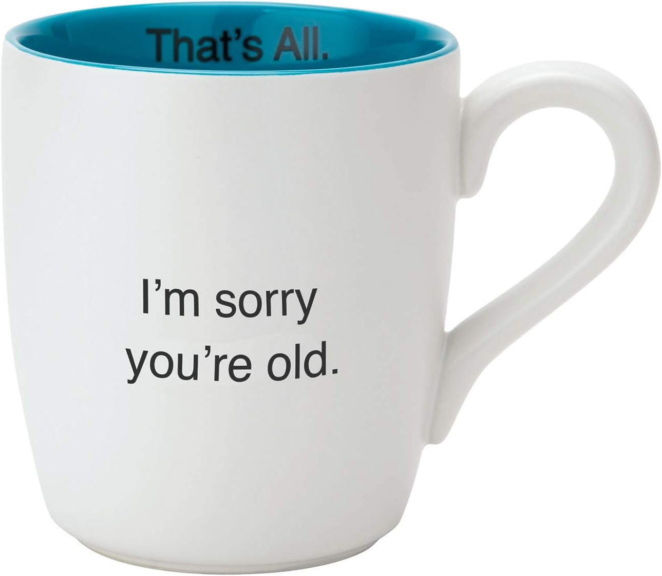 Santa Barbara Design Studio That's All Funny Birthday Gift White & Teal Ceramic Dishwasher Safe Coffee Mug, 16-Ounce, Sorry You're Old