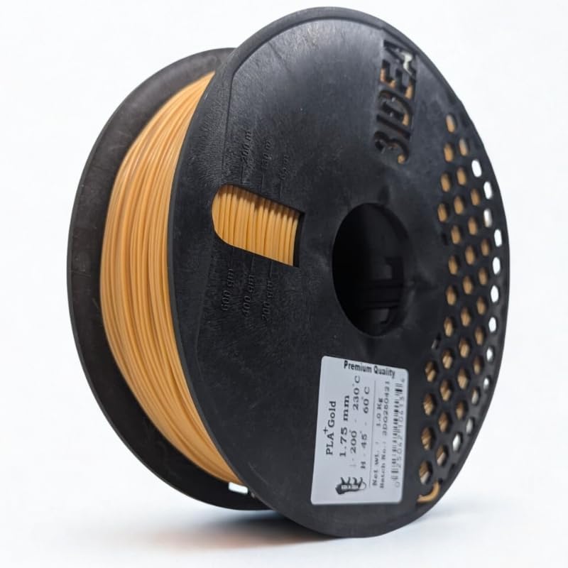 3Idea Technology Premium PLA+ Gold 3D Printer Filament 1.75mm Dimensional Accuracy +/- 0.03mm Net Weight- 1 KG