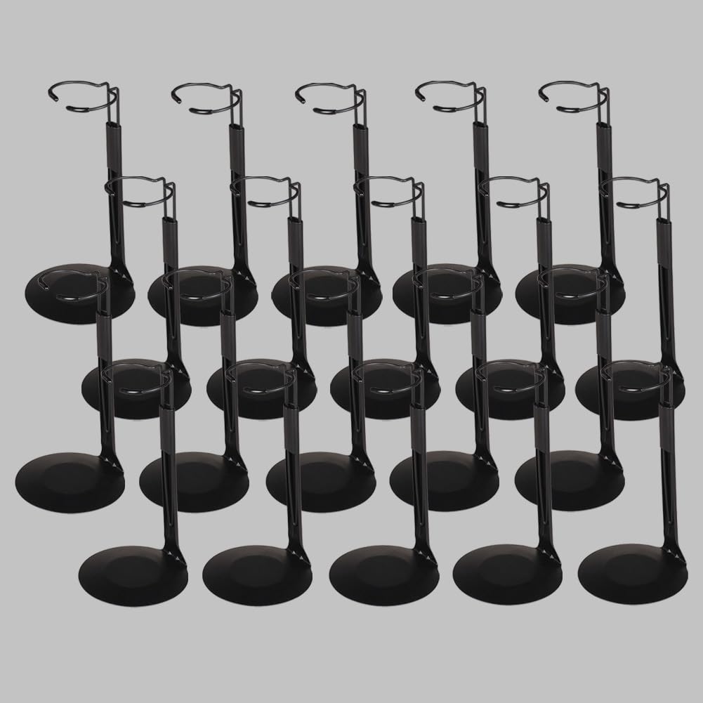 UCanaan 20 pcs Doll Stand - Action Figure Stands with Expandable Waist Wire for 8"-14" Dolls Doll Stands for 8 to 12inch Dolls Suitable for 1/6 Dolls Accessories，Action Figure Stand (Black, 20)
