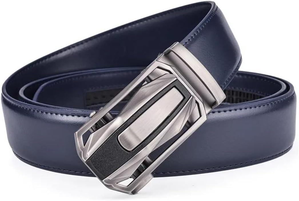 Men's Plus Size Leather Dress Belt With Slide Click Automatic Buckle Casual Formal Jeans Pants