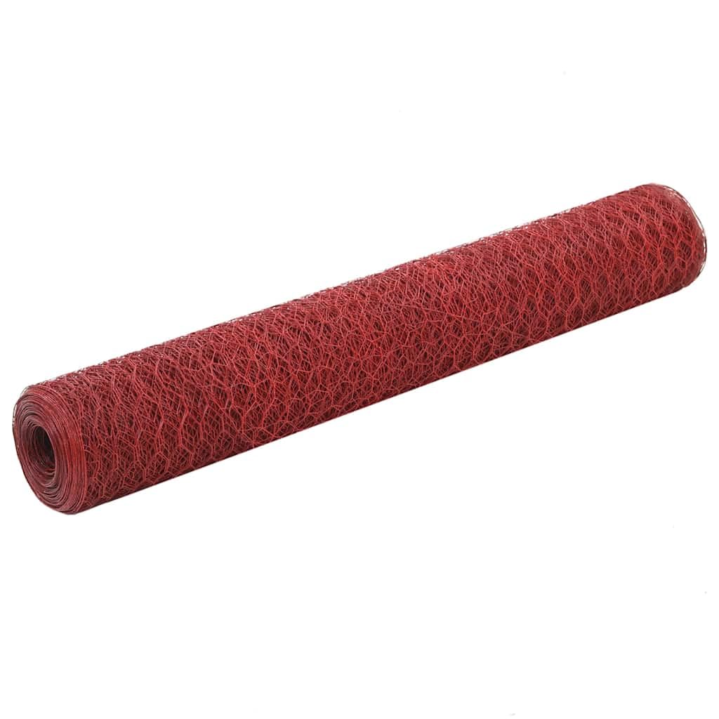 Clôture métallique en acier rouge 25x1m avec revêtement PVC pour jardin et enclos