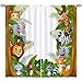 YUANZU Animal Curtains Rod Pocket Kids Boys Girls Forest Giraffe Lion Elephant Monkey Zebra Rhinoceros Jungle Zoo Print Pattern Window Drapes for Nursery Baby Bedroom Playroom W42 x L63 Inch 2 Panels