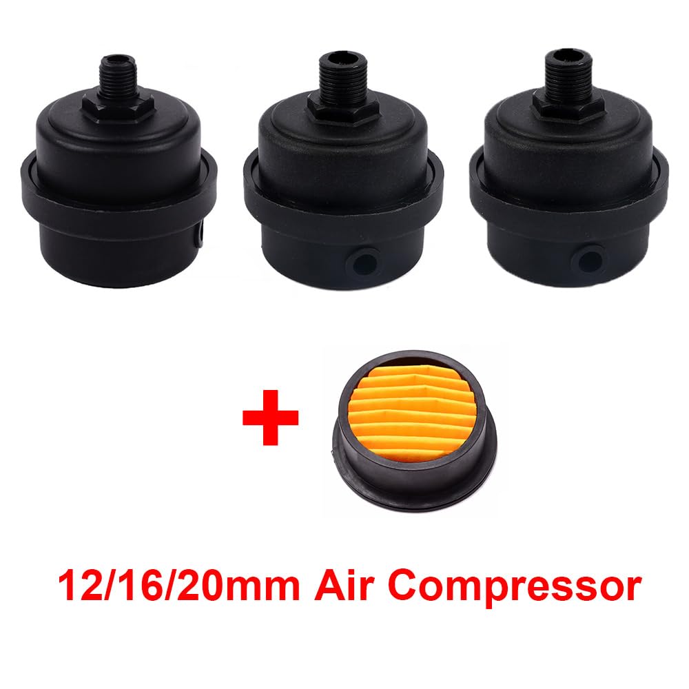 Filtro Silenziatore per Compressore d'Aria 2 Pezzi 16 mm 3/8'' PT in Plastica