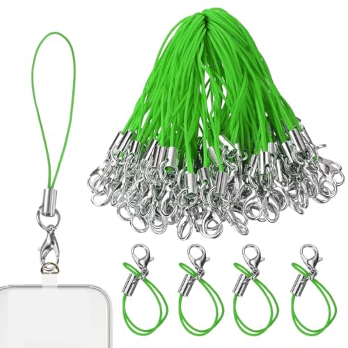 50 Stück Verde Cordón para móvil para llaveros, anillas para móvil con mosquetón, correa para teléfono, cordón con colgantes para móvil, colgante para llave USB