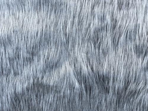 Image of Luxury Long Pile Faux Fur Fabric, Grey and Black 2.5 cm Pile Height (1 Meter)