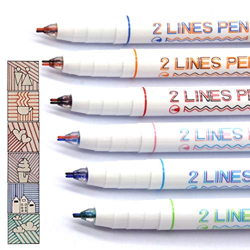 Homsoph Parallel Line Color Pen, 3D Two Line Drawing Pens, Double Line Pens