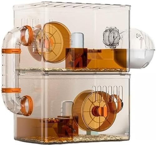 Nozuma ハムスターケージ アクリル素材透明 二層大型 エコ高級 さまざまなユニバーサルハムスター用 贅沢セット (回し車・給水ボトル・餌入れ・バスルーム付) お掃除しやすい合理的パーティション 屋内高級飼育ケージ (ブルー)