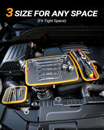 Image of 3-PCS Flexible Magnetic Tool Mat Set, Magnetic Organizer for Tools, Screws, Nuts & Metal Parts, Scratch-Free Design for Garage, Workshop & Auto Repair, Mechanic Gifts
