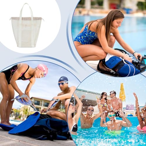 Small Beach Tote Bag - Grocery Storage Beach Tote - Spacious Lightweight Gym Travel Accessories for Clothes Towels Toys4