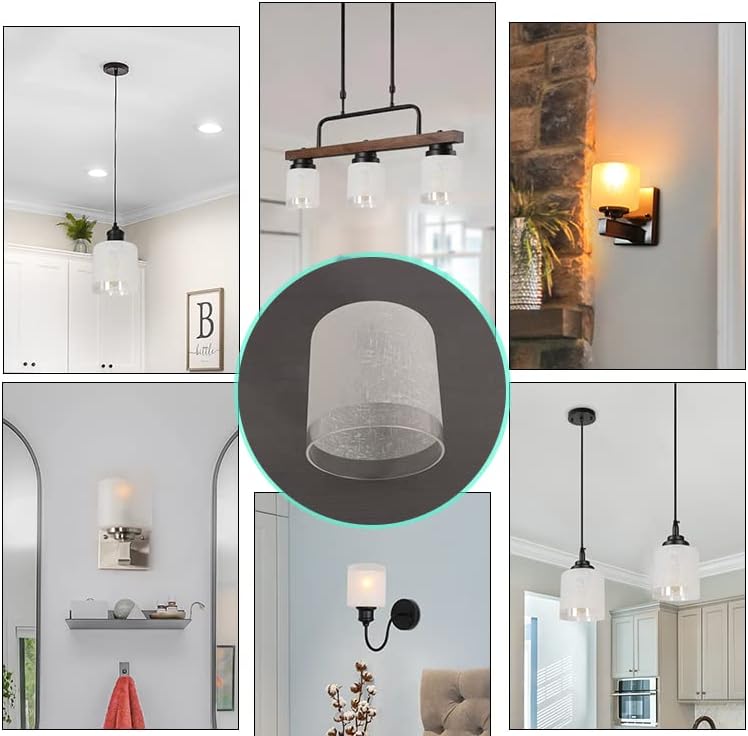 Miniatura 4 de Paquete de 2 pantallas de lámpara de vidrio esmerilado blanco, globo de repuesto o cubierta con adaptador de 1-58 pulgadas para lámpara colgante,