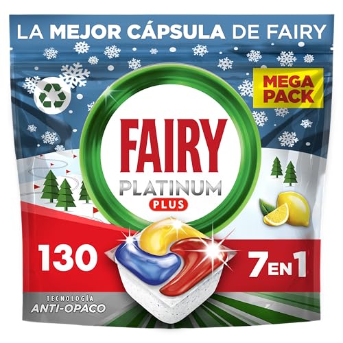 Fairy Platinum Plus Limón - Pack Ahorro Cápsulas Lavavajillas Todo en Uno (71 + 59 Unidades) | Máxima Limpieza y Brillo, Protección Antical