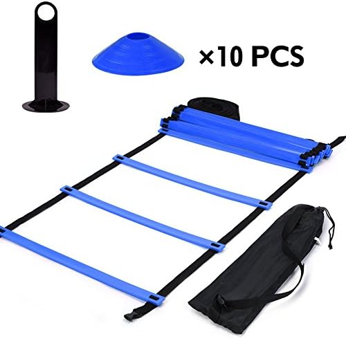 Agility Ladder and Hurdle Training Set, 19ft Flat Ladder with 10Pcs Cones Speed Training Exercise Practice for Soccer Football and Other Sports