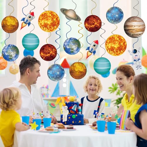 40Pcs Solar System Hanging Swirl Decorations, Outer Space Party Ceiling Hanging Swirls Space Themed Party Swirls Streamers for Space Themed Birthday Baby Shower Party Decor Supplies
